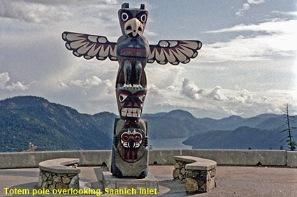  Totem pole overlooking Saanich Inlet, Vancouver Island