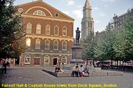 Faneuil Hall from Dock Square, Boston, MA, USA
