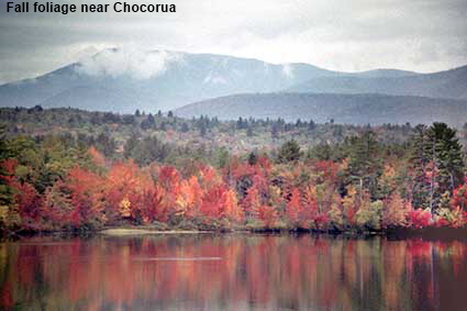 Fall foliage by lake near Chocorua, NH, USA