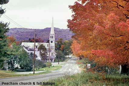 Peacham church & fall foliage, VT, USA