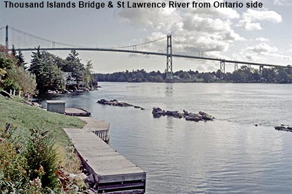 Thousand Islands Bridge & St Lawrence River, NY USA & Ontario Canada