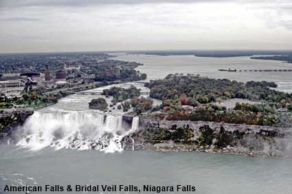 American Falls (NY, USA) & Niagara River from Skylon, Niagara Falls, Ontario, Canada