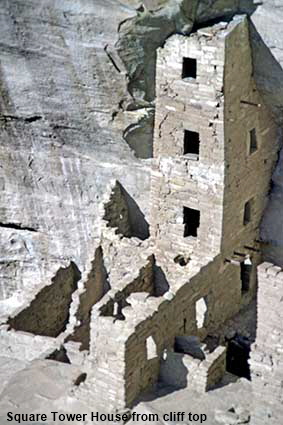 Square Tower House from cliff top, Mesa Verde, CO, USA Square Tower House from cliff top, Mesa Verde, CO, USA