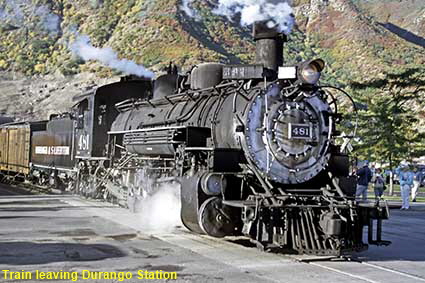 Durango & Silverton train leaving Durango Station, CO, USA Durango & Silverton train leaving Durango Station, CO, USA