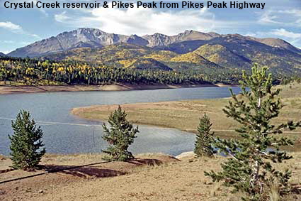 Crystal Creek reservoir & Pikes Peak from Pikes Peak Highway, CO, USA Crystal Creek reservoir & Pikes Peak from Pikes Peak Highway, CO, USA
