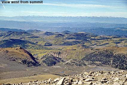 View west from summit of Pikes Peak, CO, USA View west from summit of Pikes Peak, CO, USA