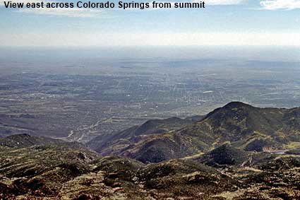 View east across Colorado Springs from summit of Pikes Peak, CO, USA View east across Colorado Springs from summit of Pikes Peak, CO, USA
