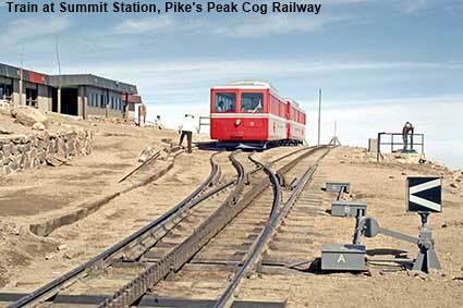 Train at Summit Station, Pike's Peak Cog Railway, CO, USA Train at Summit Station, Pike's Peak Cog Railway, CO, USA
