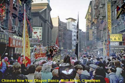  Chinese New Year Dragon Dance, Mott Street, Chinatown, New York City, NY, USA