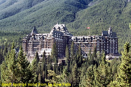  Banff Springs Hotel from by Bow Falls, Alberta, Canada