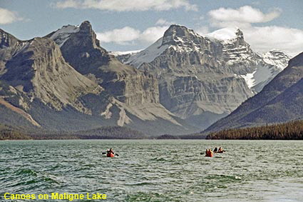  Canoes on Maligne Lake, Jasper National Park, Alberta, Canada