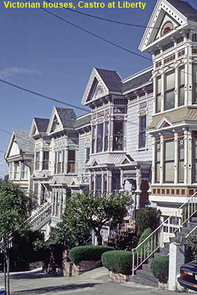  Victorian houses, Castro at Liberty, San Francisco, CA, USA