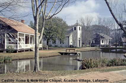 Castille Home & New Hope Chapel, Acadian Village, Lafayette, LA, USA  Castille Home & New Hope Chapel, Acadian Village, Lafayette, LA, USA