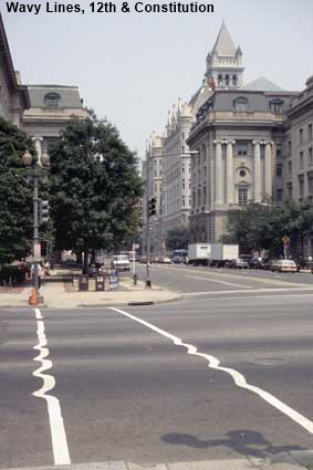 Wavy lines, 12th St & Constitution, Washington DC, USA