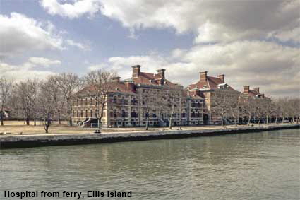 Hospital from ferry, Ellis Island, NY/NJ, USA