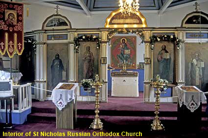 Interior of St Nicholas Russian Orthodox Church, Juneau, AK, USA