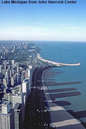Lincoln Park & Lake Michigan from John Hancock Center, Chicago, IL, USA