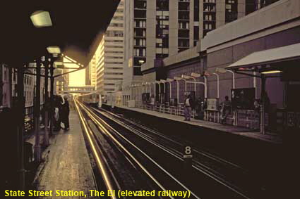 The El (elevated railway) at State, Chicago, IL, USA