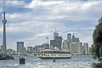 The CN Tower, Downtown Toronto & ferry from Centre Island,  Toronto, Ontario, Canada