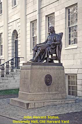  John Harvard statue outside University Hall, Harvard Yard, Cambridge, MA, USA