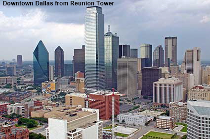 Downtown Dallas from Reunion Tower, Dallas, TX, USA