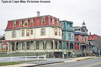 Typical Cape May Victorian houses, NJ, USA