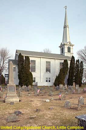  Elizabeth Padobie grave & United Congregational Church, Little Compton, RI, USA
