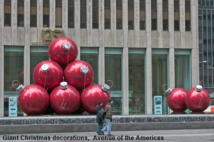  Giant Christmas decorations,  Avenue of the Americas, New York, NY, USA