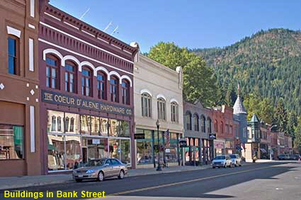 Buildings in Bank Street, Wallace, ID, USA  Buildings in Bank Street, Wallace, ID, USA