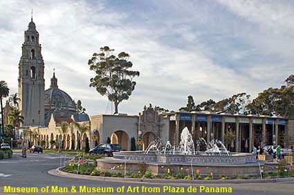 Museum of Man & Museum of Art from Plaza de Panama, Balboa Park, San Diego, CA, USA  Museum of Man & Museum of Art from Plaza de Panama, Balboa Park, San Diego, CA, USA