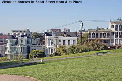 Victorian houses in Scott Street from Alta Plaza, San Francisco, CA, USA  Victorian houses in Scott Street from Alta Plaza, San Francisco, CA, USA