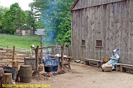  Scouring wool by the barn, Old Sturbridge Village, MA, USA
