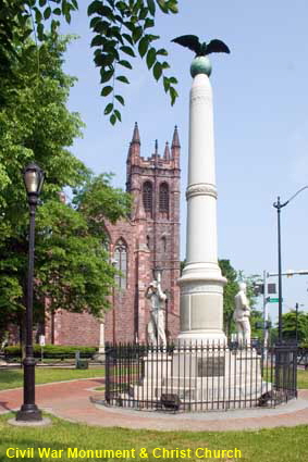  Broadway Civil War Monument & Christ Church, Broadway, New Haven, CT, USA