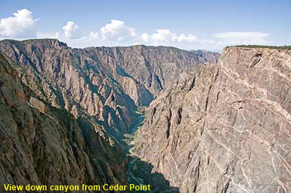 View down canyon from Cedar Point, Black Canyon of the Gunnison NP, CO, USA  View down canyon from Cedar Point, Black Canyon of the Gunnison NP, CO, USA