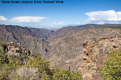 View down canyon from Sunset View, Black Canyon of the Gunnison NP, CO, USA  View down canyon from Sunset View, Black Canyon of the Gunnison NP, CO, USA