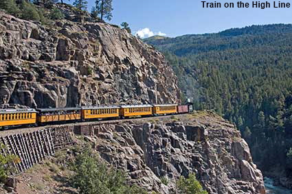 Train on the High Line, Durango & Silverton Railroad, CO, USA  Train on the High Line, Durango & Silverton Railroad, CO, USA