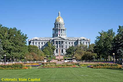 Colorado State Capitol from Civic Center Park, Denver, CO, USA  Colorado State Capitol from Civic Center Park, Denver, CO, USA