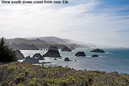  View south down coast from near Elk, CA, USA