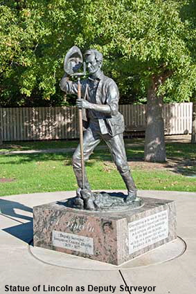 Statue of Lincoln as Deputy Surveyor, Lincoln's New Salem SHS, IL, USA