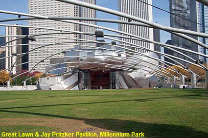 Great Lawn & Jay Pritzker Pavilion, Millennium Park, Chicago, IL, USA