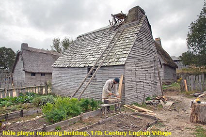 House repairs, 17th Century English Village, Plimoth Plantation, MA, USA