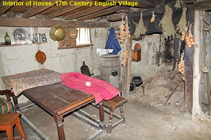  Interior of house, Plimoth Plantation, near Plymouth, MA, USA