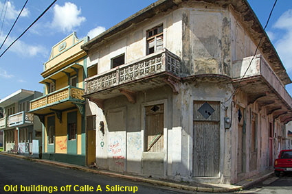 Old buildings off Calle A Salicrup, Arecibo, PR, USA