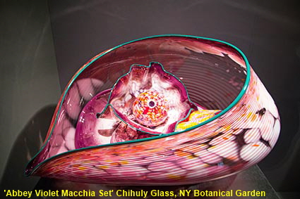 'Abbey Violet Macchia Set' Chihuly Glass, Mertz Library, New York Botanical Garden, The Bronx, New York, NY, USA 'Abbey Violet Macchia Set' Chihuly Glass, Mertz Library, New York Botanical Garden, The Bronx, New York, NY, USA