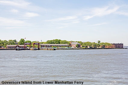 Governors Island from Lower Manhattan Ferry, New York, NY, USA