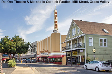 Del Oro Theatre & Marshalls Cornish Pasties, Mill Street, Grass Valley, CA, USA