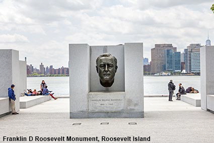 Franklin D Roosevelt Monument, FDR Four Freedoms Park, Roosevelt Island, Manhattan, New York, NY, USA